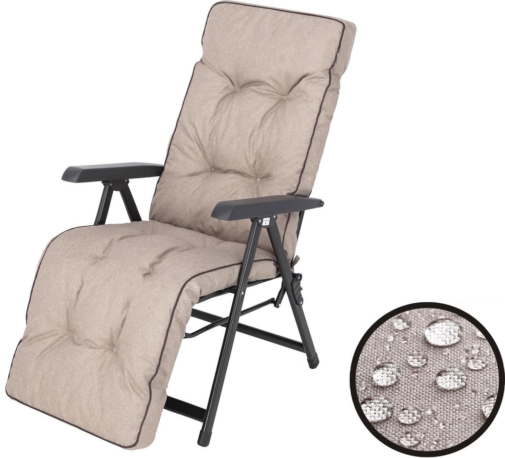 Bjird Liegenauflage Auflage für Gartenstuhl mit Fußstütze, Auflage für Gartenliege Liegestuhl mit mit Bindebänder und Gummi-Befestigungsbände...