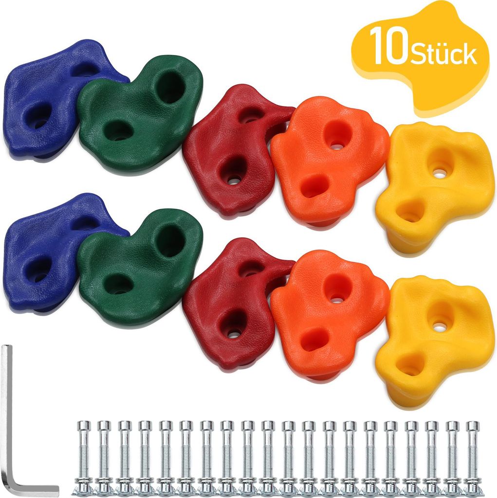 Izrielar 10 Stk. Klettergriffe Kinder - BPA-frei Klettersteine bis 200kg inkl. Befestigungsmaterial