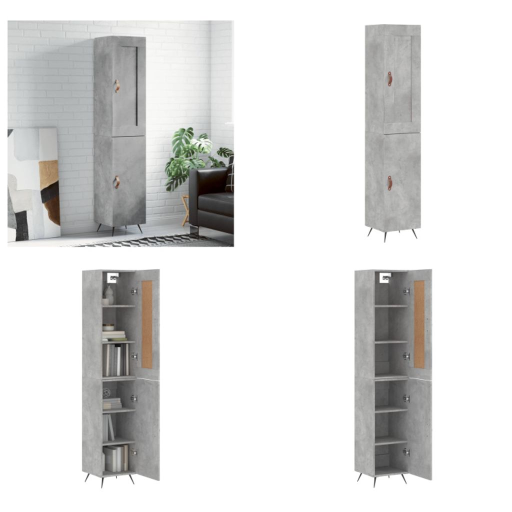 vidaXL Highboard Betongrau 34,5x34x180 cm Holzwerkstoff - Highboard - Highboards - Sideboard - Schrank