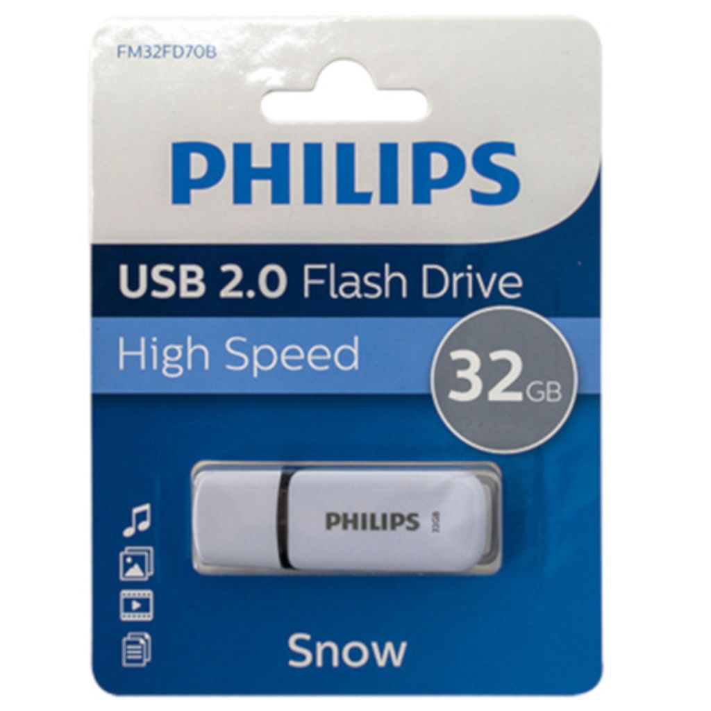 The image shows the retail packaging of a Philips USB flash drive.