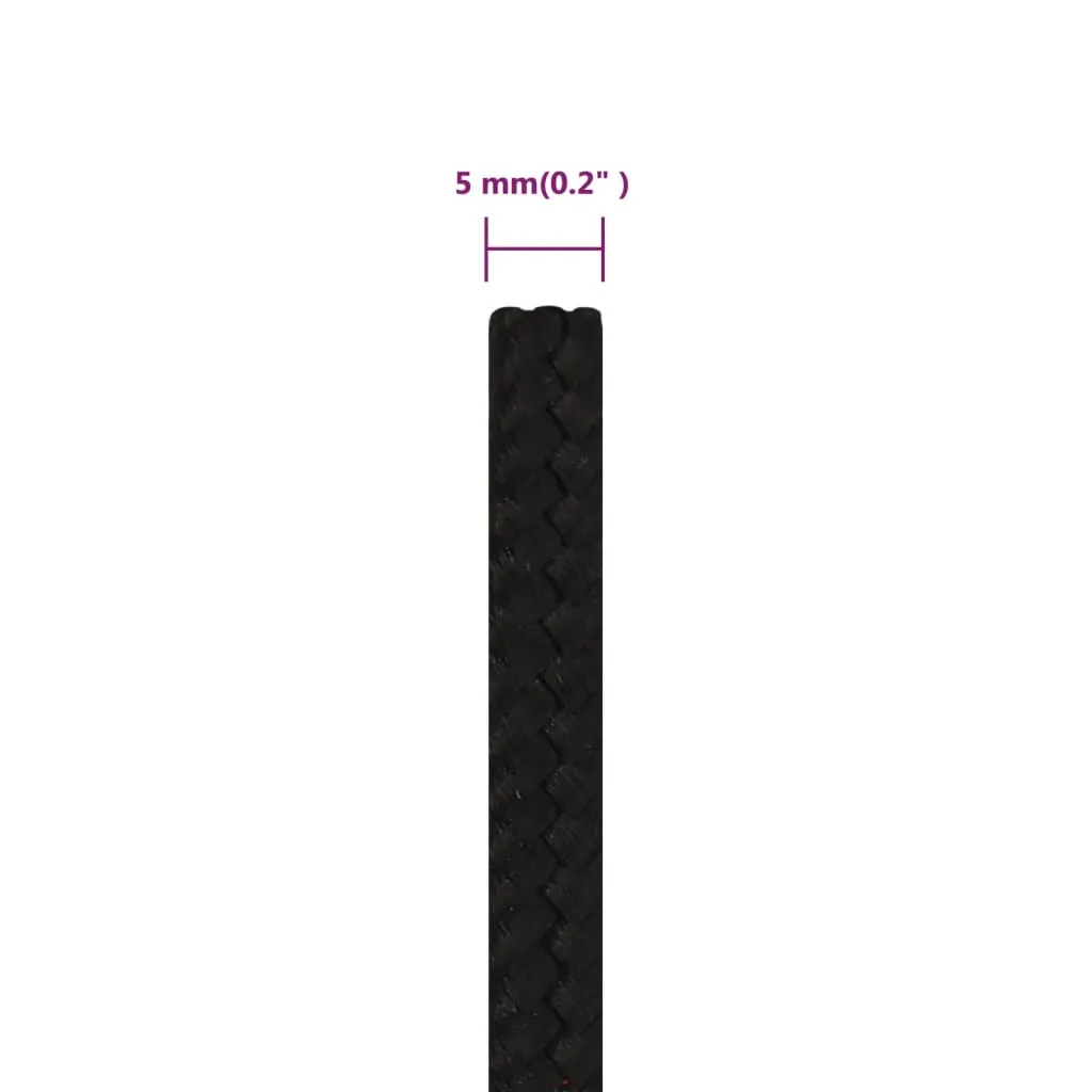 Cordage de sécurité 5 mm pour travaux et chantiers 250 m polyester noir