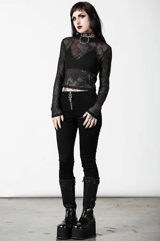 Pull léger en maille pour look gothique Planetary Party Killstar L