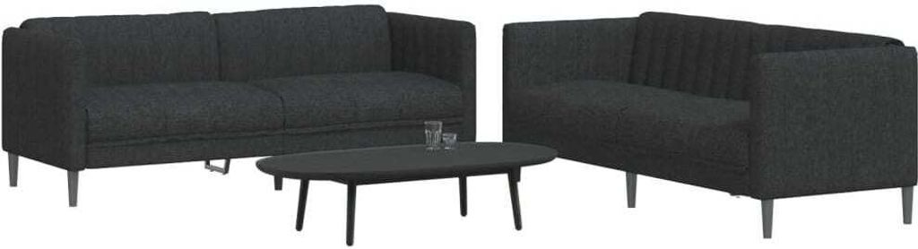 Möbel 2-tlg. Sofagarnitur Schwarz Stoff - Klassische Sofas 3209240