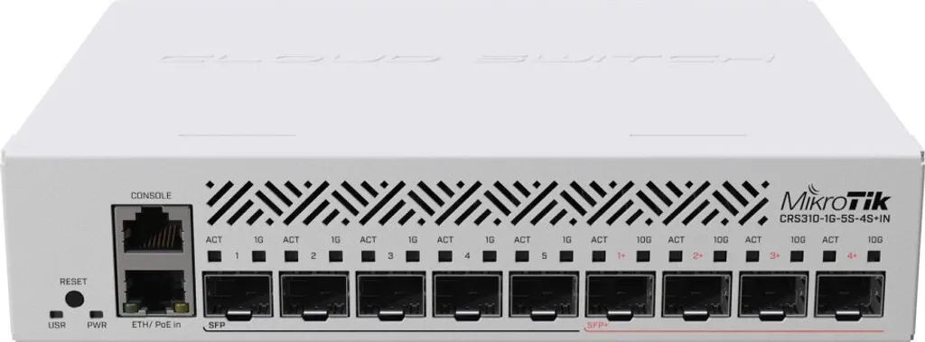 Switch Réseau 10GbE MikroTik CRS310 avec 4 SFP+ et 5 SFP pour Fibre Optique