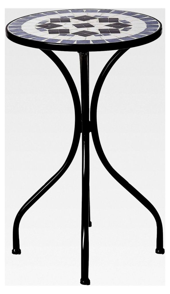 Runder Beistelltisch Ø35cm aus Eisen und Keramik - Palazzo - Wetterfester Blumenhocker, kleiner Gartentisch, Nachttisch im mediterranen Design, Ba...