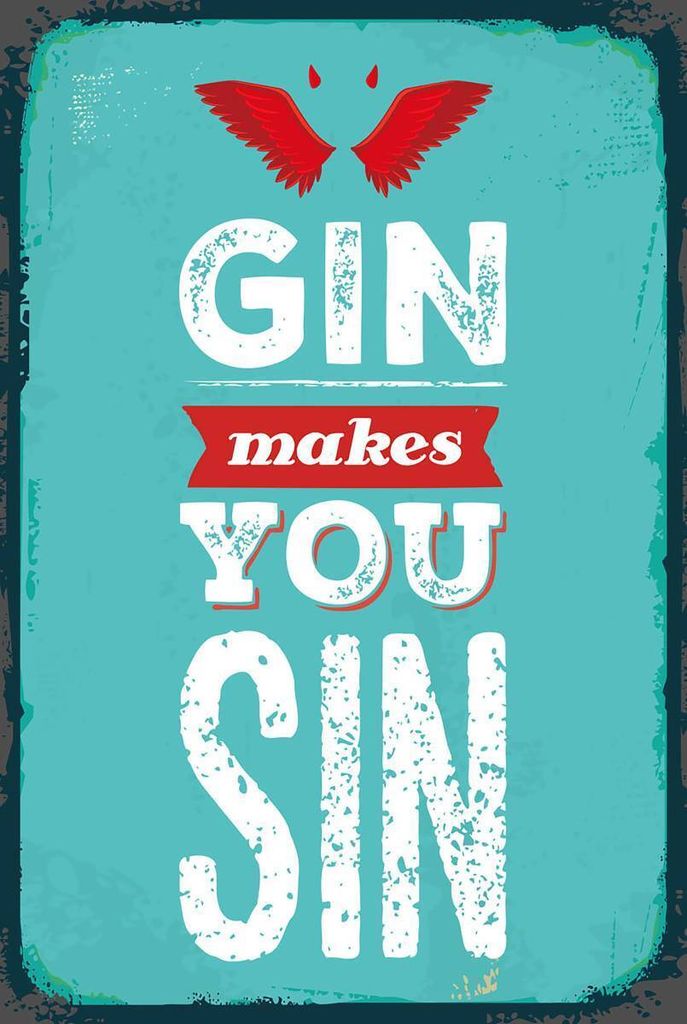 vianmo Holzschild 18x12 cm Gin makes you Sin Devil Hell