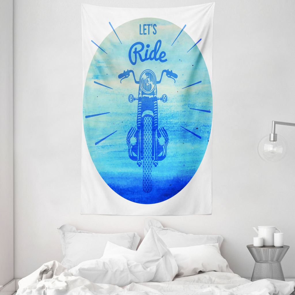 ABAKUHAUS Handgemalt Wandteppich und Tagesdecke, Weinlese-Motorrad aus Weiches Mikrofaser Stoff Waschbar ohne Verblassen Digitaldruck, 140 x 230 cm...