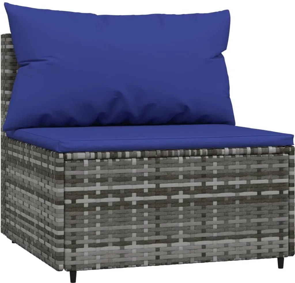 Divano Centrale Giardino SYFAX Polyrattan Grigio - Arredo Esterno Top