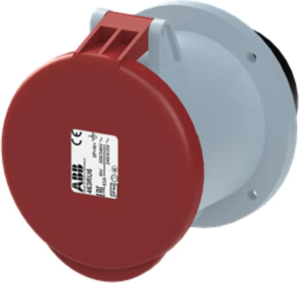 Amphenol Prise CEE 63A Encastrée 5 Pôles 3P+N+PE Rouge 400V IP44 6h