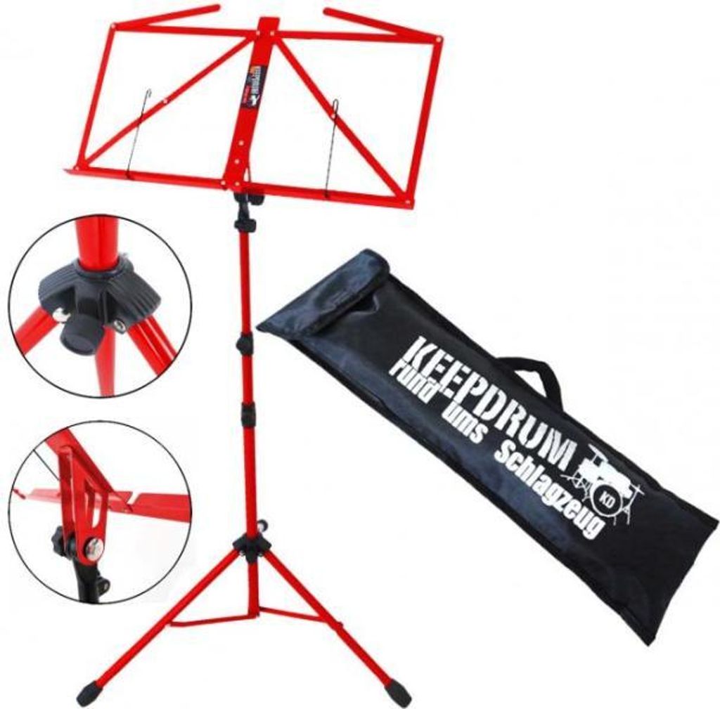 keepdrum MUS3RD Notenständer Rot mit Tasche Produktbild 