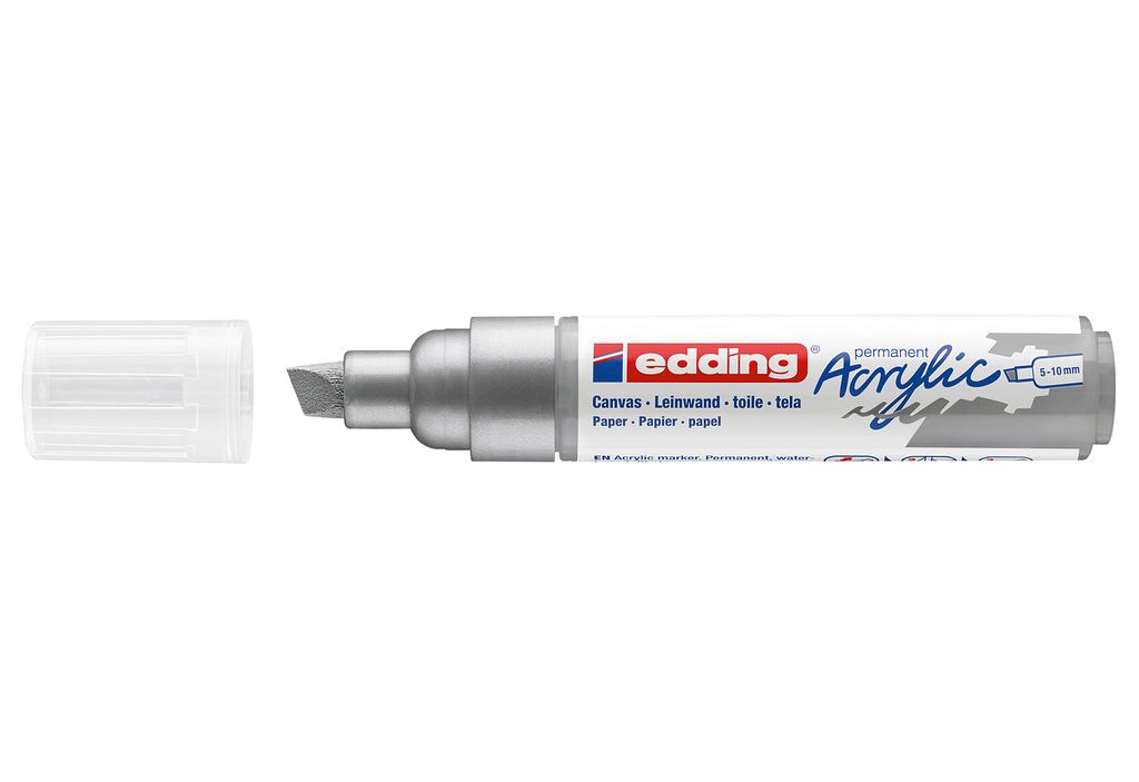 Edding 5000 Acrylmarker Breit, Silber, Meißel, Silber, Produktbild 