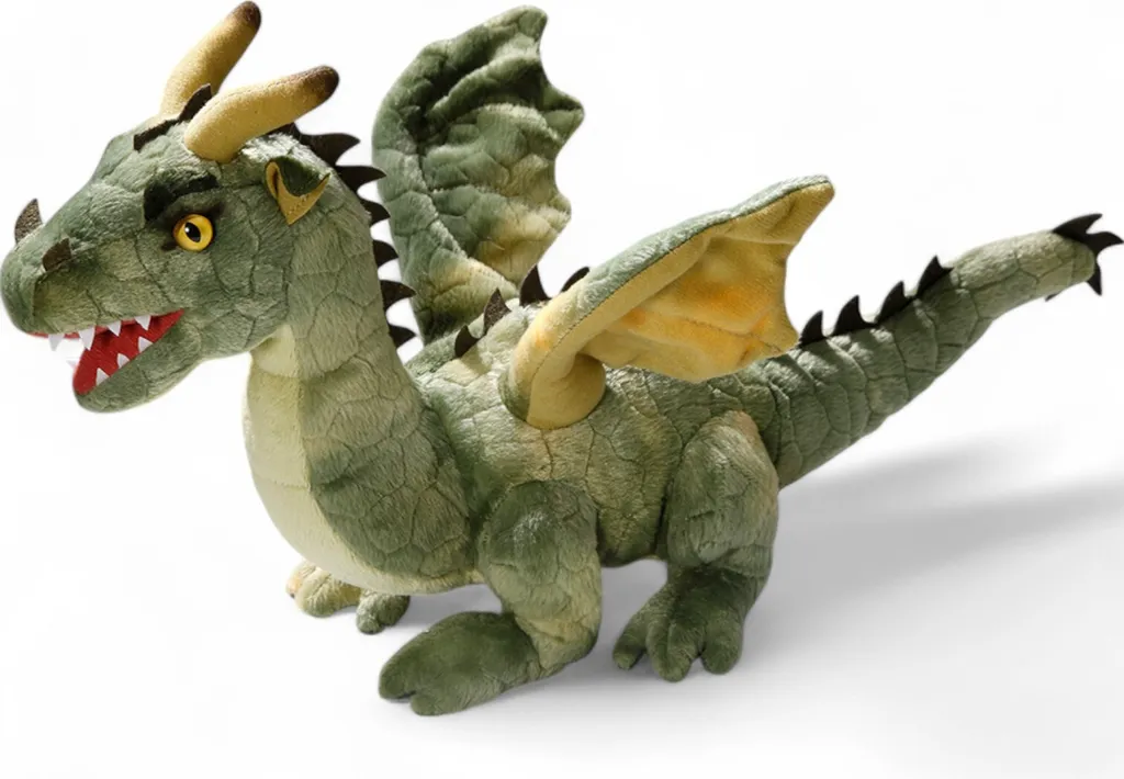 Peluche Dragon Vert Assis de 30cm Doudou Moelleux pour Enfants