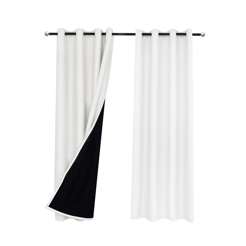 Weiß blickdicht Gardine Taft Vorhang mit Ösen 