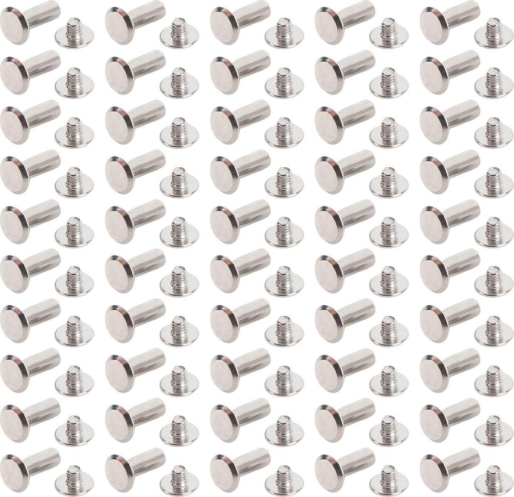 50 Sets Nietverschluss M4 5x13x9.5mm Edelstahl flacher runde Kopfnieten und Schrauben zur Bindungsdekoration