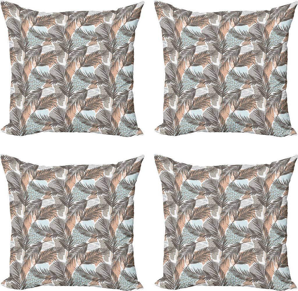 ABAKUHAUS Tropisch Kissenbezug Set (4 Stück), Abstrakt Pastell Botanik, Moderner Doppelseitiger Digitaldruck, 45 cm x 45 cm, Mehrfarbig