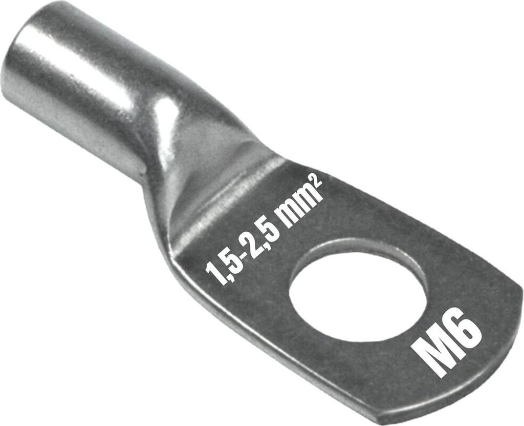 10 Stück Kalitec NR2-M6 Rohrkabelschuh Reinnickel 1,5-2,5mm² M6 I für sehr hohe Temperaturen bis zu 650°C