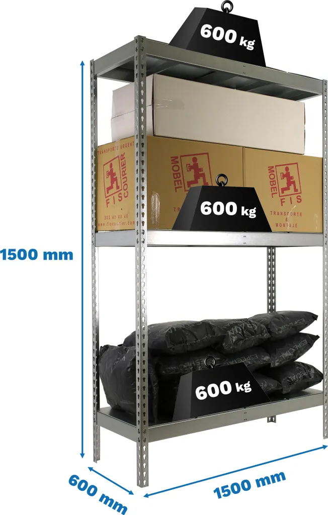 Rayonnage SIMONFORTE 1506-3 METAL 1500 GALVA pour charges moyennes