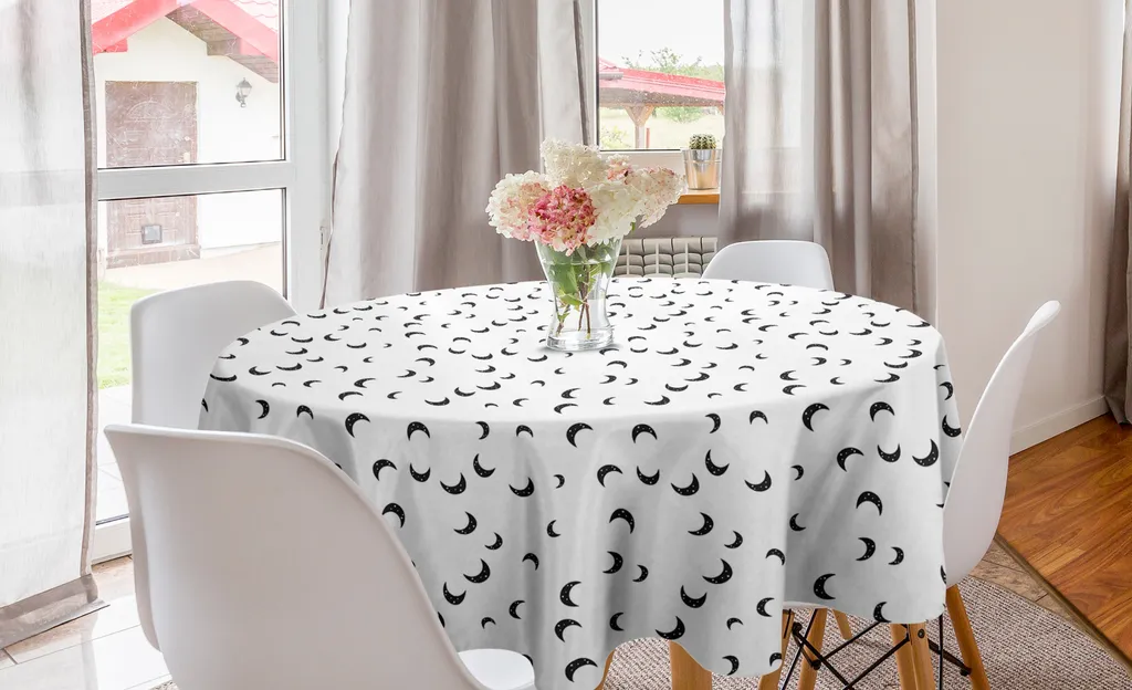 Tovaglia Rotonda ABAKUHAUS 150 cm Grigia e Bianca Halloween Art