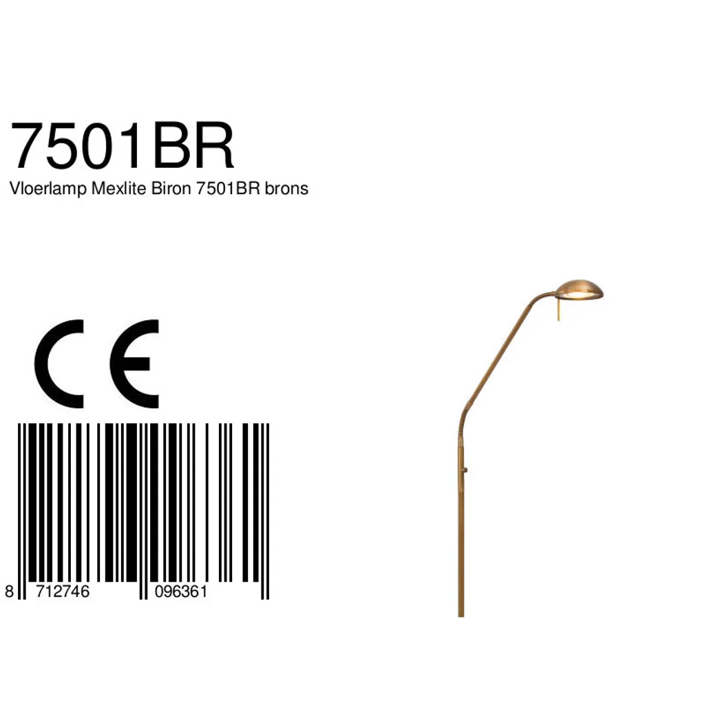 Mexlite - lampada da terra - Biron - bronzo - vetro metallo - lampada di design - LED - 7501BR - 13