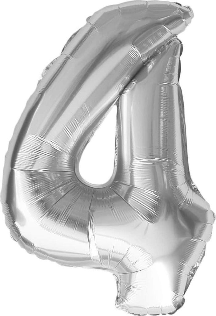 Oblique Unique Folien Luftballon mit Zahl 4 Geburtstag Produktbild 