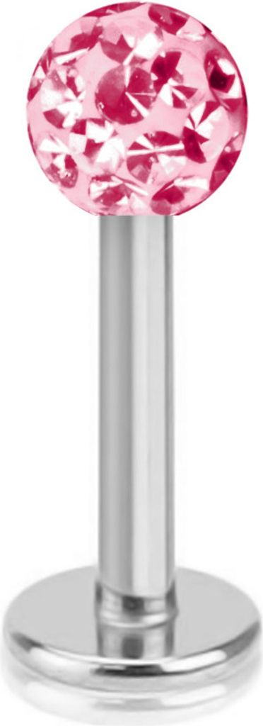 viva-adorno 1,2mm Lippen Piercing Stecker Tragus Labretstecker Multikristall Epoxy Zirkonia Ferido Kugel verschiedene Farben Z357,pink
