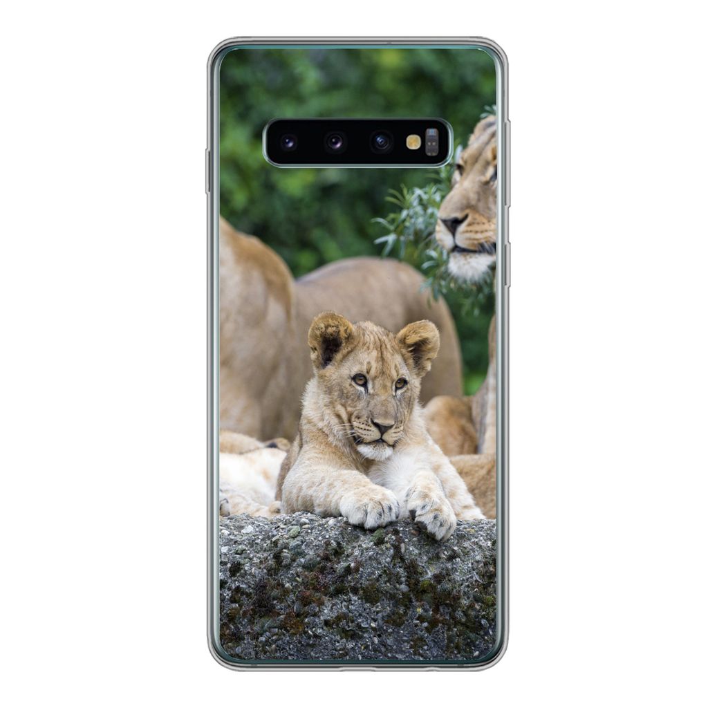 MuchoWow Handyhülle Schutzhülle Hülle für Samsung Galaxy S10 Löwen - Tiere - Jungtiere Silikon Softcase Handy Hülle - Handytasche
