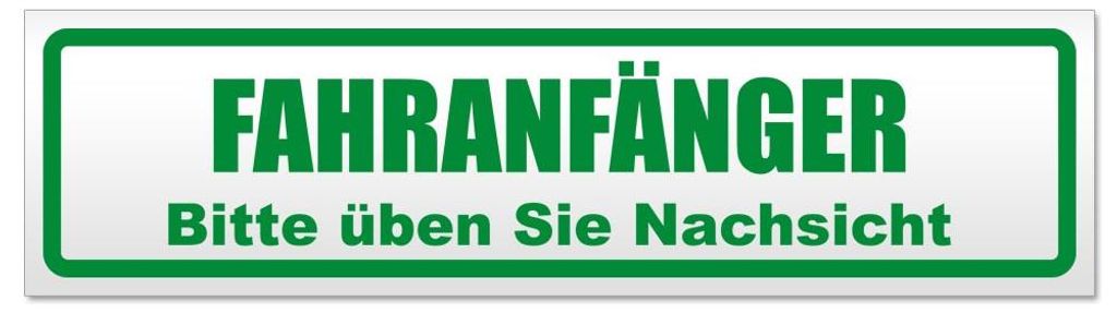 Kiwistar - Autoaufkleber - Grün - 20 x 5,3 cm - Fahranfänger. Bitte üben Sie Nachsicht - Hinweis Aufkleber Sticker für Auto, Kfz, Fahrrad, PKW,...