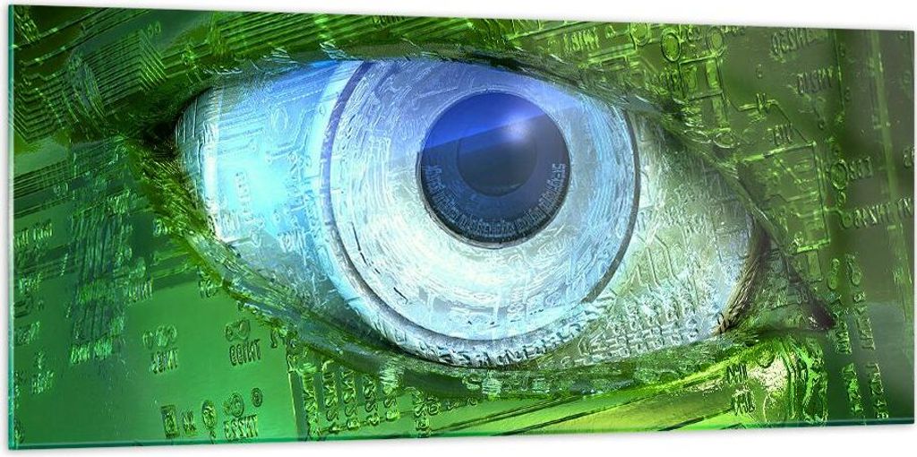 Bilder auf glas - Computergrafik Abstraktion Prozessor - 120x50cm - Glasbilder - Wandbilder - Kunstdruck - Wanddekoration aus Glas - Glas Bilder - ...
