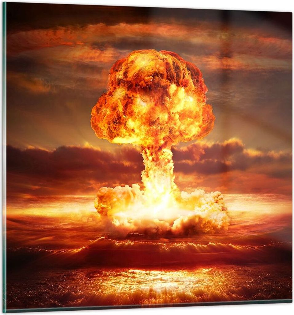 Bilder auf glas - Krieg Atombombe Pilz Apokalypse - 50x50cm - Glasbilder - Wandbilder - Kunstdruck - zum Aufhängen bereit - Wanddekoration aus Gla...