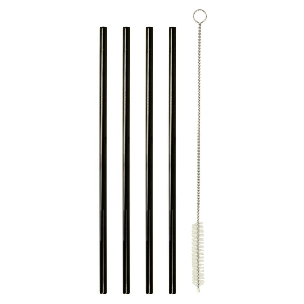 Metaltex 253183000 Trinkhalme INOX in Schwarz gerade 4 Stk. Produktbild 