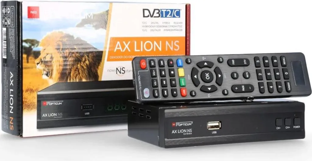 Décodeur Tuner DVB-T2/C HEVC H.265 Opticum AX Lion NS avec Port USB 2.0