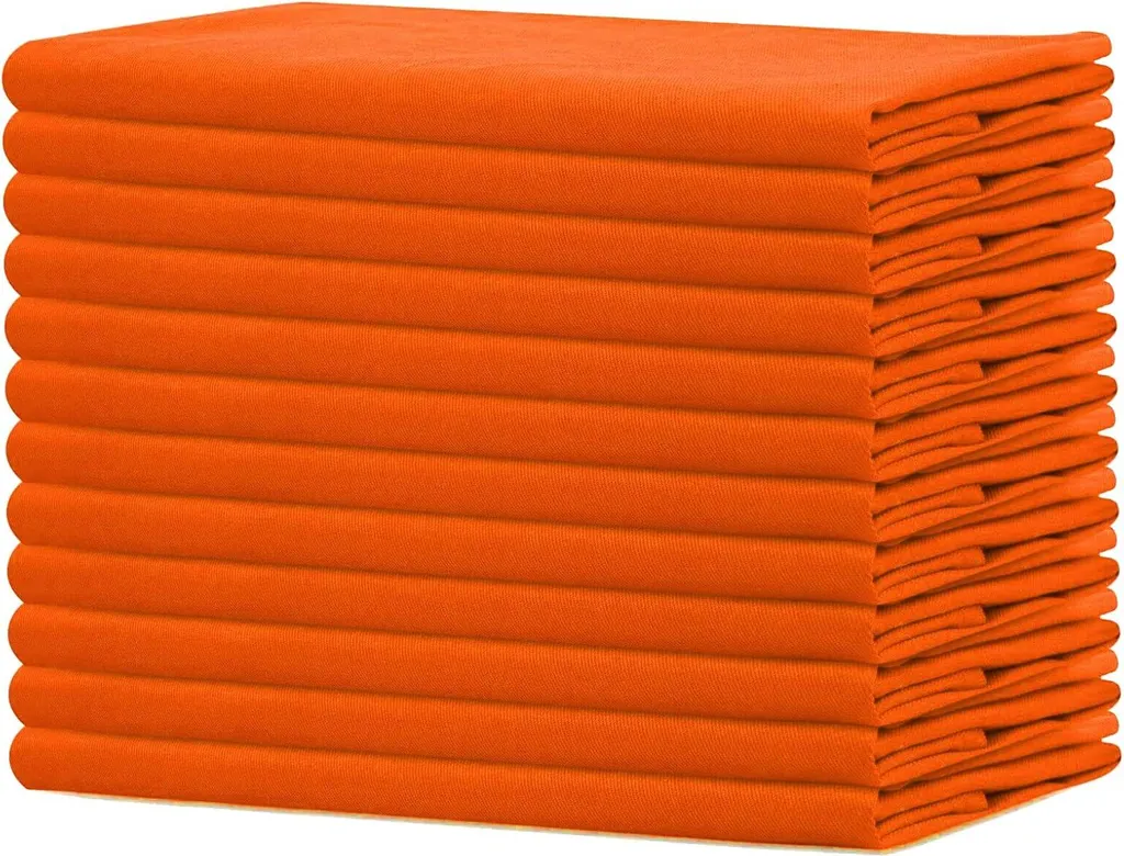 Serviettes de table en tissu orange lot de 12 pièces coton résistant