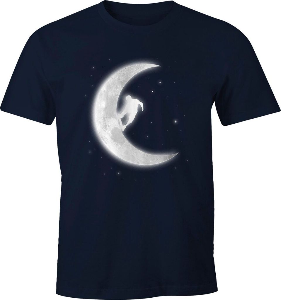 Herren T-Shirt Skate in the Moon Skateboard Half-Pipe Skater Fun-Shirt Moonworks navy 5XL