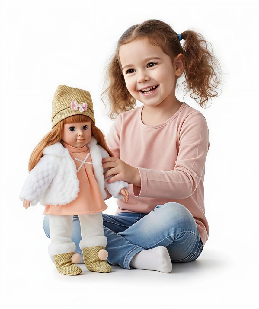 Baby Puppe mit Zubehör, Puppenset, Puppenzubehör, Lernspielzeug, Kinderspielzeug