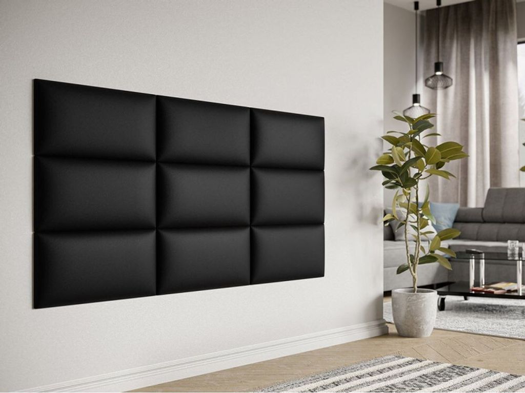 Pannello a muro imbottito 60x30 PAG – ecopelle nera Immagine del prodotto 