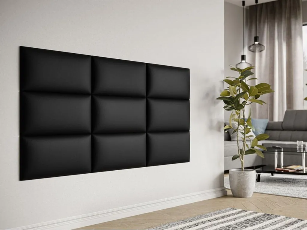 Dalle murale matelassée en éco-cuir noir 60x30 - PAG - Déco design