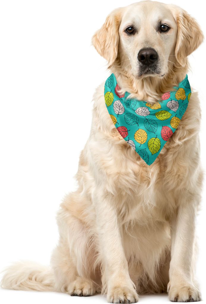 ABAKUHAUS Belaubt Haustier Bandana, Bunte Zusammenfassung Leaves Kunst, 40x40 cm, Dunkle Seafoam Multicolor