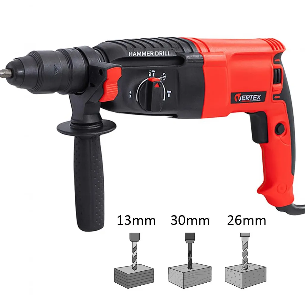 Vertex 900W Marteau Perforateur avec Tête Interchangeable Polyvalent