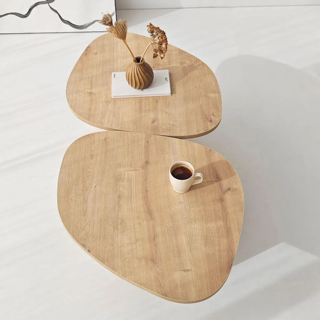Table basse double plateau forme organique L125 cm CELESTE par Calicosy - 10