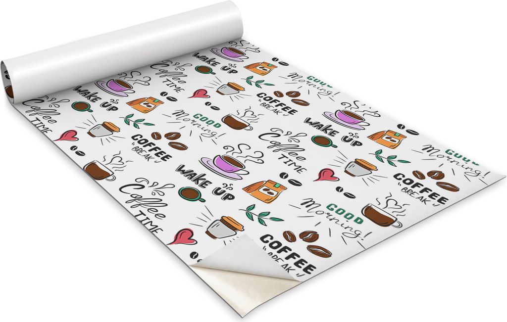 Selbstklebende Möbelfolie - Dekorationsfolie - Tischmöbel - Zuschneidbar - Zeit Für Kaffee. Aufwachen - 100 x 50 cm