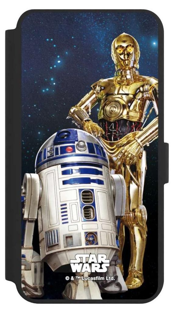 NIVOCASE Klapphülle für Samsung Galaxy S24+ Handyhülle aus Kunst Leder NIVOflip schwarz Star Wars Weltall R2D2