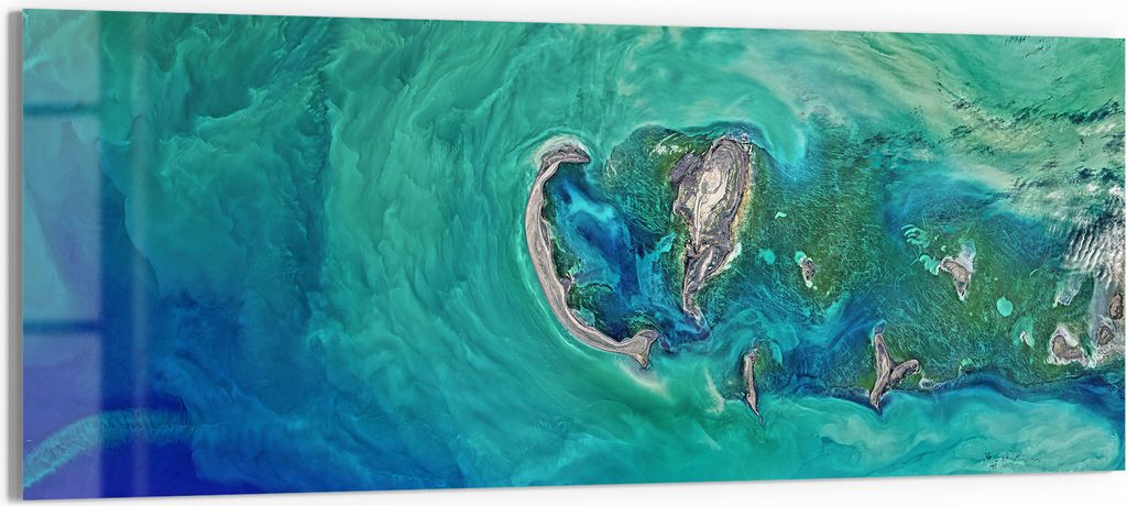 DEQORI Glasbild Echtglas 125x50 cm 'Herz der See' Wandbild Bild modern Deko