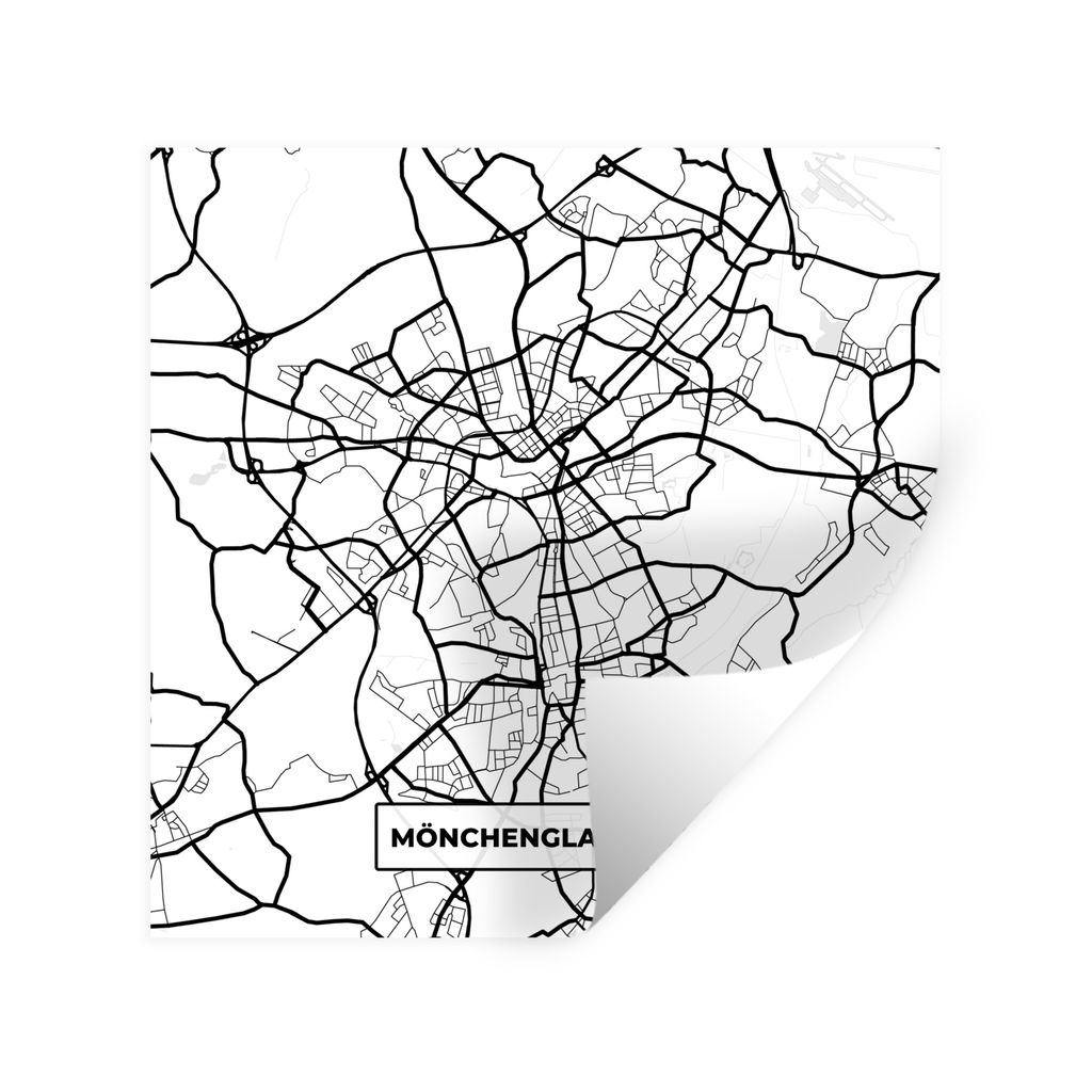 MuchoWow Wandtattoo Wandsticker Wandaufkleber Mönchengladbach - Karte - Stadtplan 80x80 cm Selbstklebend und Repositionierbar - Wierderverwendba...