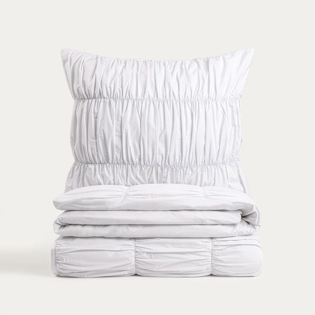 HOMLA CLOUD-Bettwäsche aus weißer Baumwolle mit Ziernähten, Produktbild 