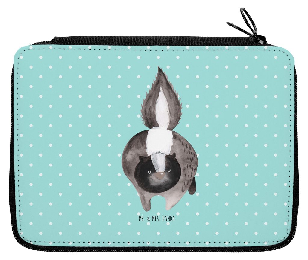 Mr. & Mrs. Panda Schlampermäppchen Stinktier Angriff - Türkis Pastell - Geschenk, Stinker, Federtasche, Mäppchen, Etui, Drohung, Skunk, Bleistif...