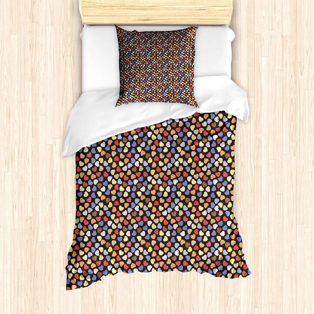 ABAKUHAUS Set copripiumino per letto singolo, motivo romantico, antiacaro, adatto a chi soffre di allergie, con federa, 135 cm x 200 cm - 80 x 80 cm, multicolore