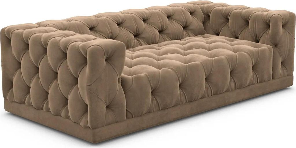 Samtstoff 3-Sitzer Couch Meliva Braun