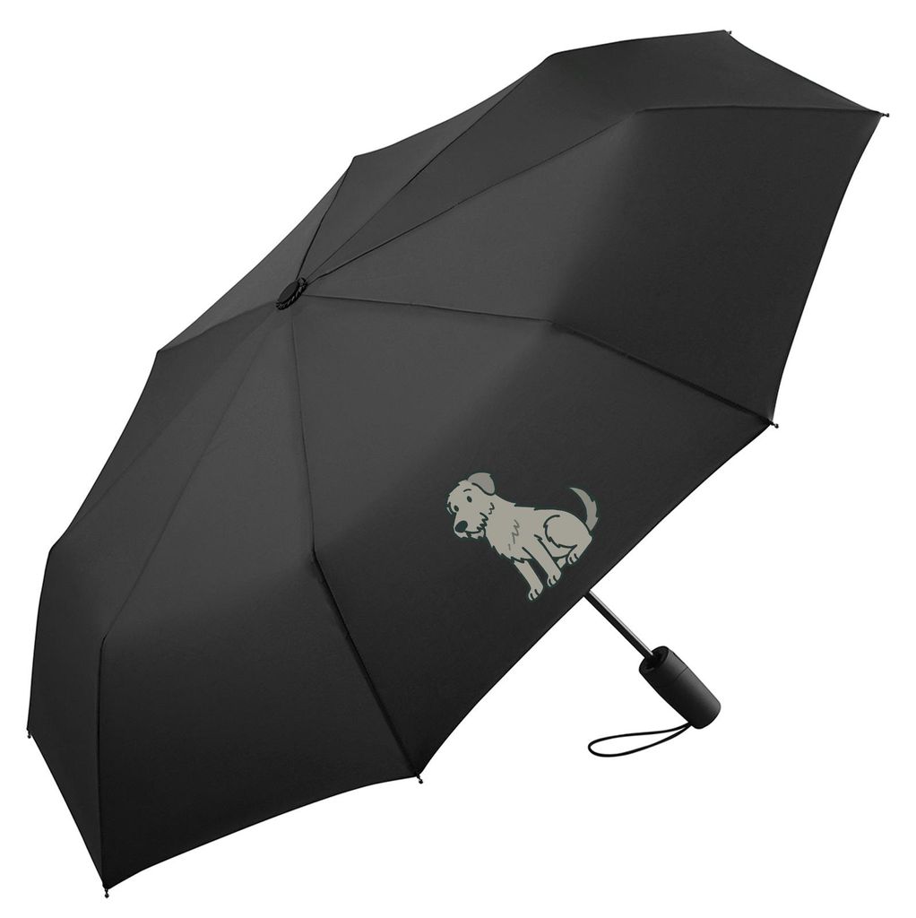 Huuraa Regenschirm Irish Wolfhound Comic Wolfi 98cm Schwarz Sturmfest Taschenschirm Geschenkidee