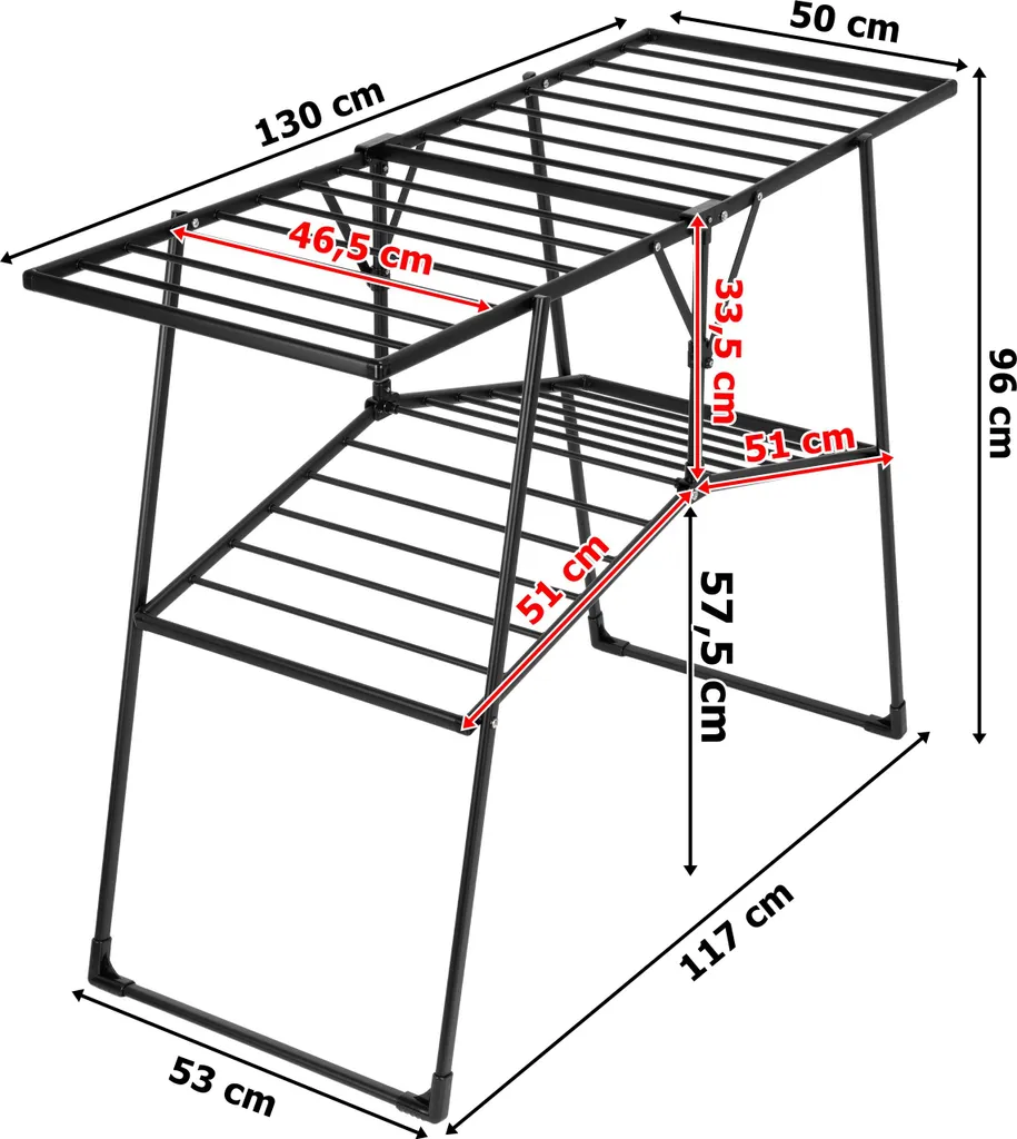Séchoir Suzana noir double étage - Structure robuste et design moderne - 3