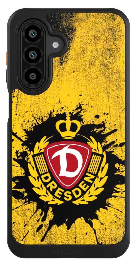 NIVOCASE Hülle für Samsung Galaxy A17 5G Handyhülle NIVOcore Case Schwarz Fußball Offizielles Lizenzprodukt SG Dynamo Dresden